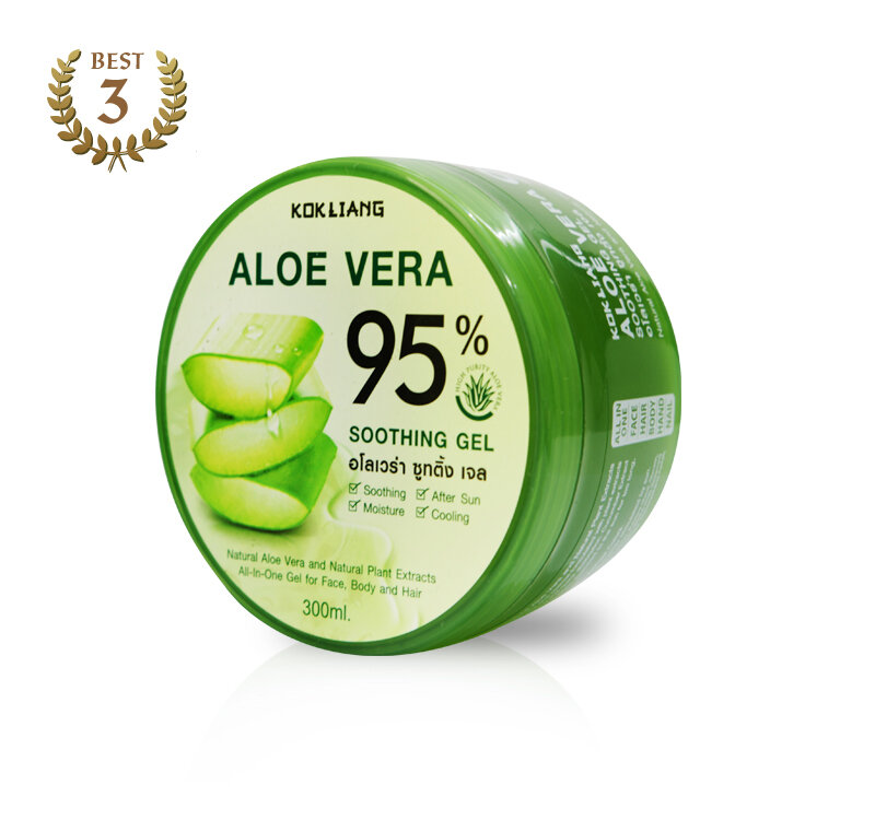 Многофункциональный гель с алое вера Kokliang Aloe Vera Soothing Gel Натуральный гель без парабенов и искусственных красителей прекрасно увлажняет сухую кожу, снимает раздражение от солнца и после бритья, убирает припухлости под глазами, подходит в качестве базы под макияж, уменьшает ломкость и сухость волос, питает кутикулы.